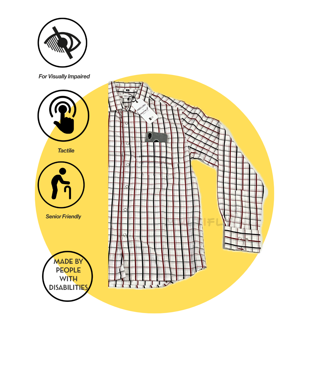 EasySense Tactile Shirt | Visually Impaired Friendly | Tactile Embroidery | Adaptive Details