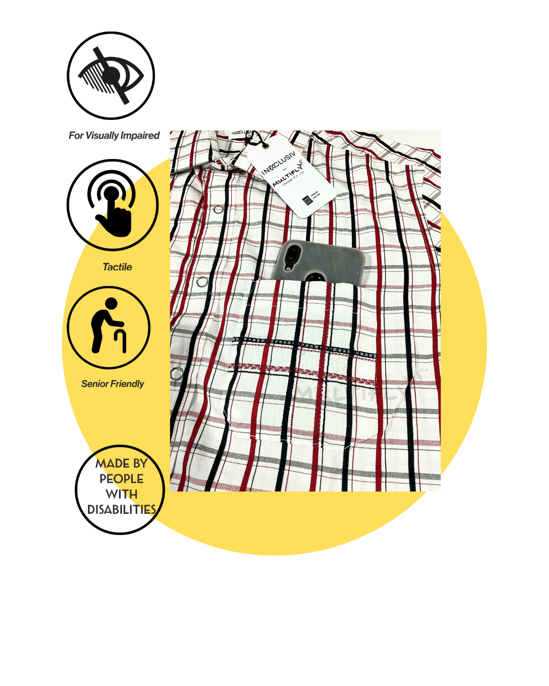EasySense Tactile Shirt | Visually Impaired Friendly | Tactile Embroidery | Adaptive Details