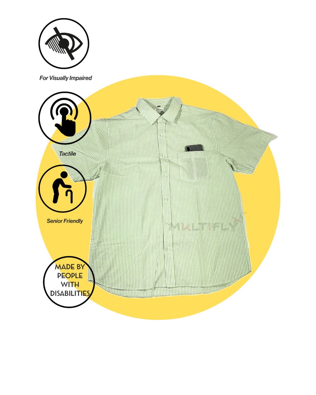 EasySense Tactile Shirt | Visually Impaired Friendly | Tactile Embroidery | Adaptive Details