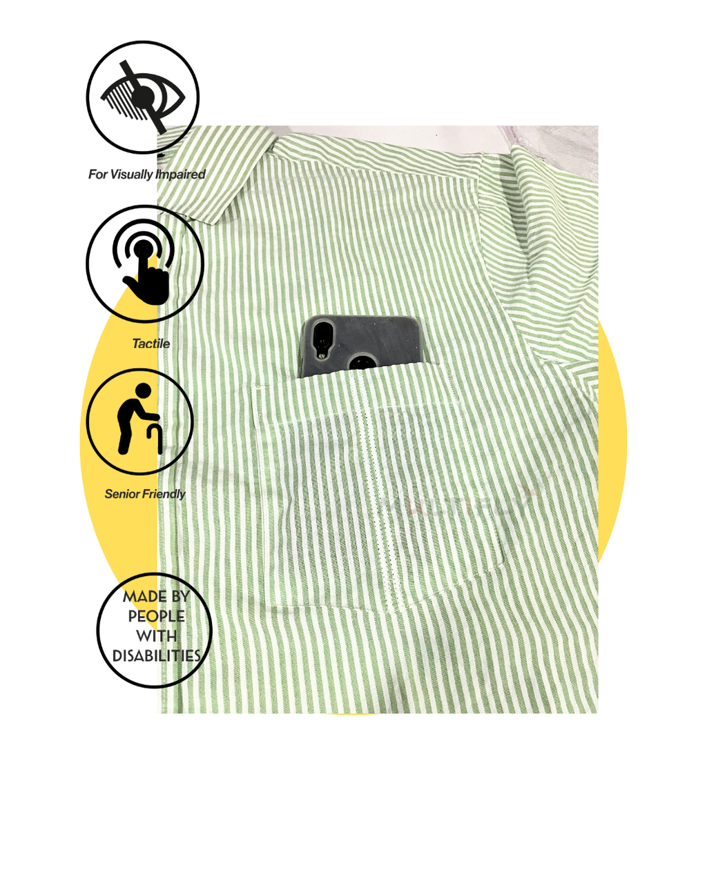 EasySense Tactile Shirt | Visually Impaired Friendly | Tactile Embroidery | Adaptive Details