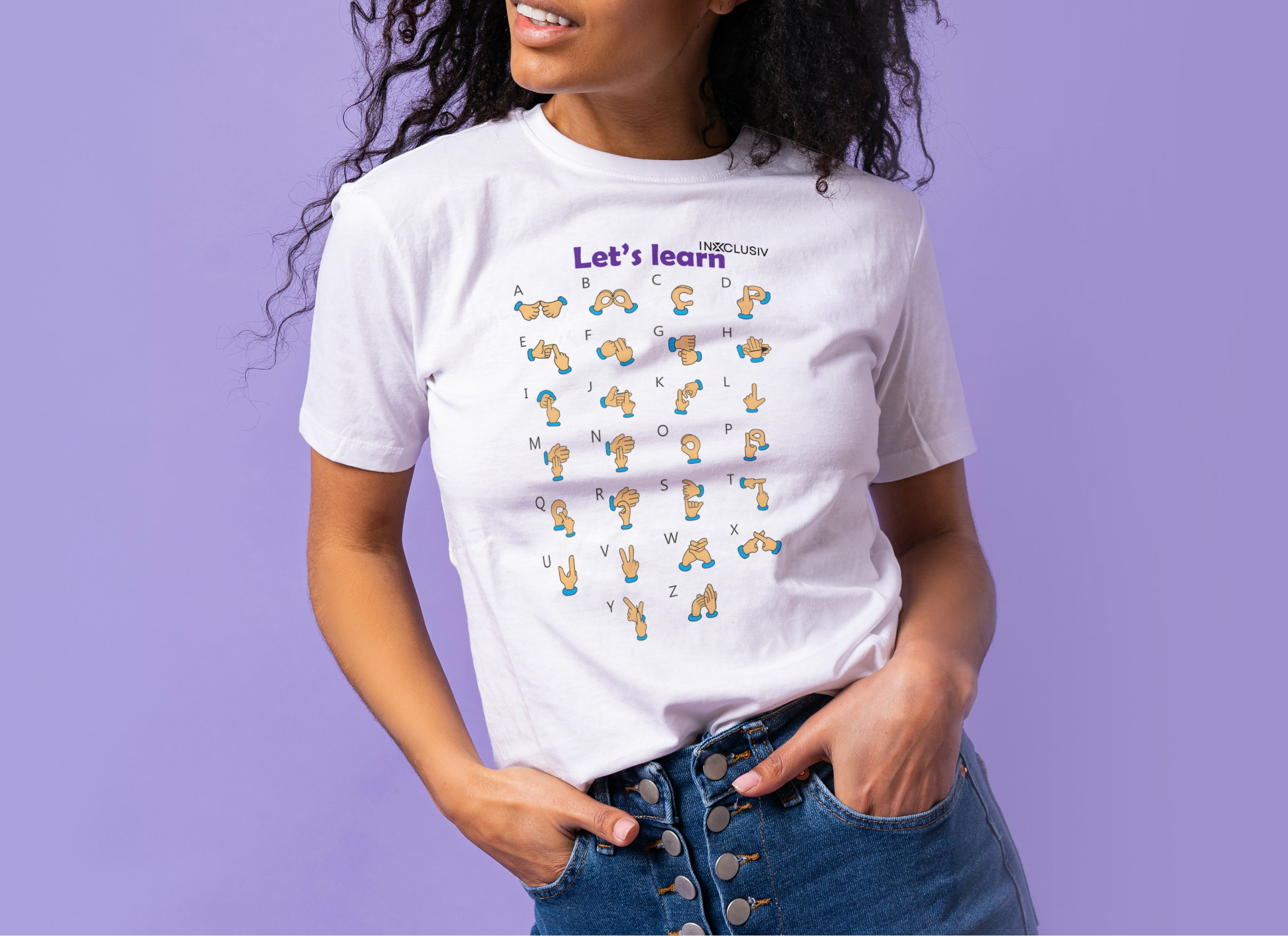 Let’s Learn ISL Tee | Messaging Tee | 100% Cotton | Indian Sign Language Alphabet